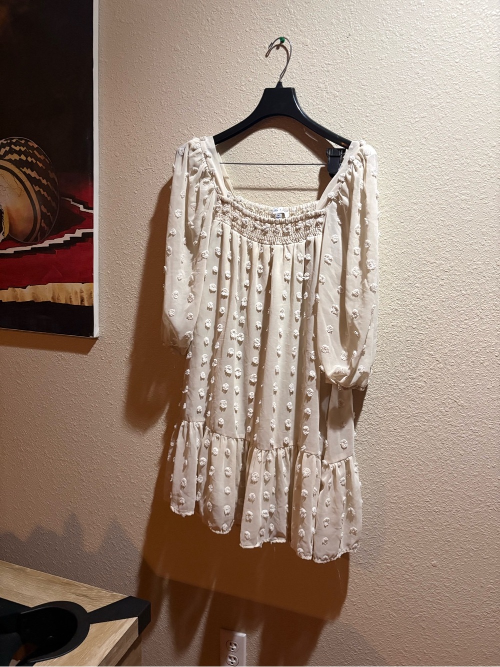 Boho She + Sky Medium Cream Embroidered Peasant Dress